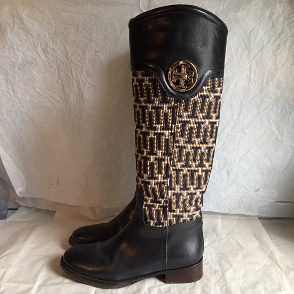 TORY BURCH SELMA NAVY BLUE KNEE BOOTS - Picture 2 of 8